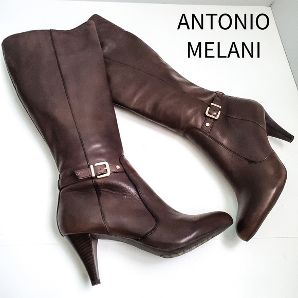 ANTONIO MELANI Shoes - Antonio Melani Brown Leather Knee Boots w/ Buckle